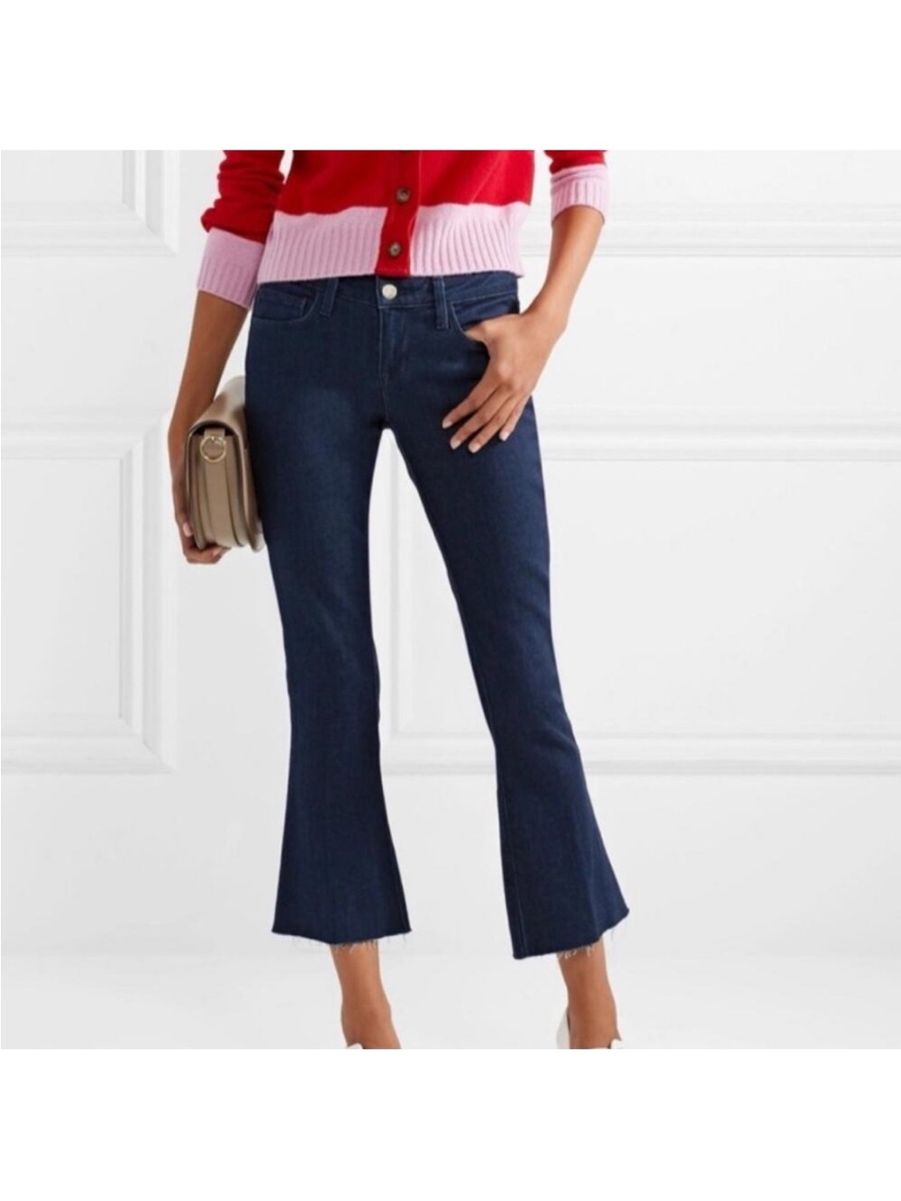 L’agence Charlie Crop Flare Frayed Raw Hem Jeans